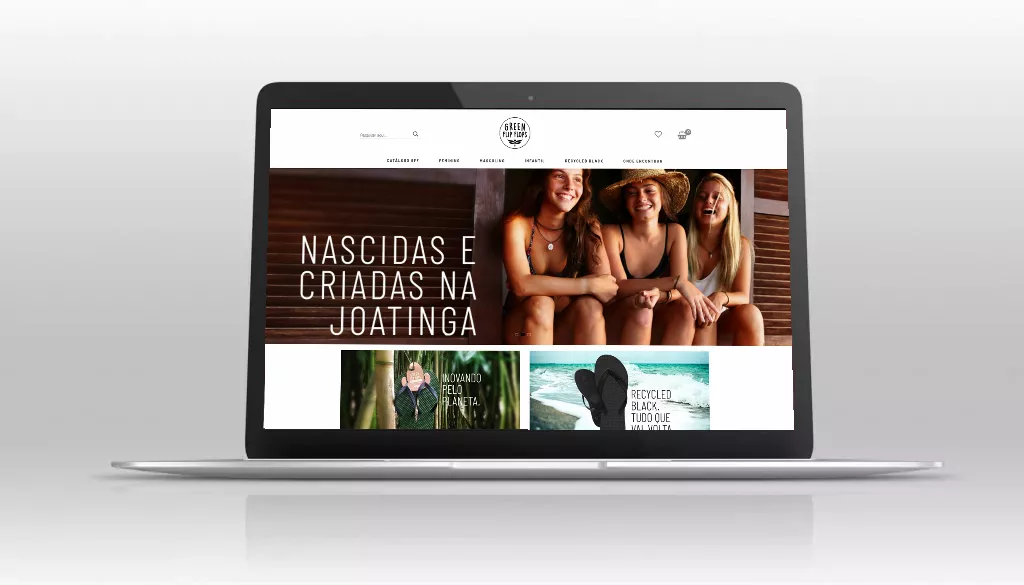 Green Flip Flops loja implementada com plataforma WooCommerce