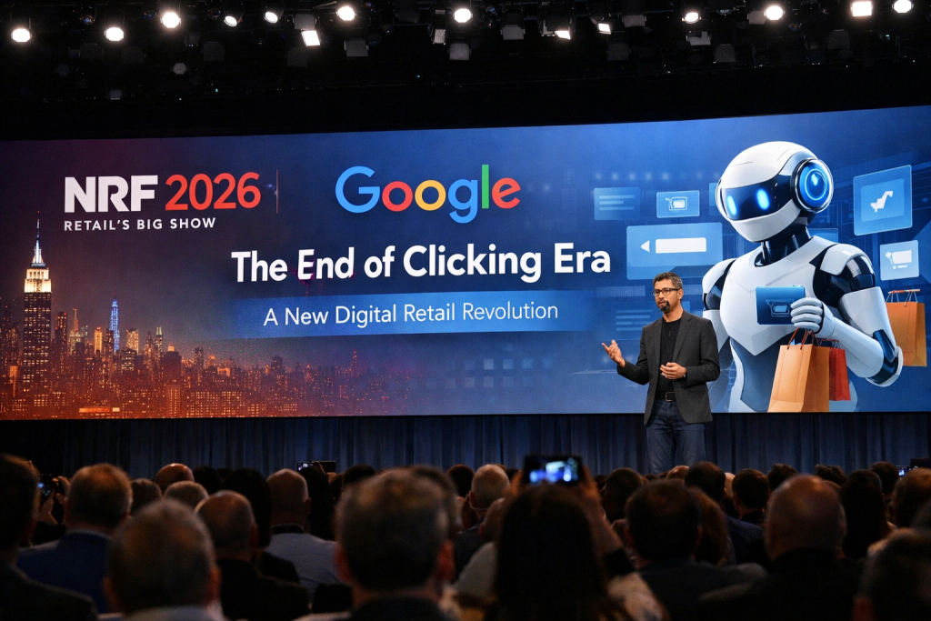 Fim da era do clique Google revela na NRF 2026 a maior mudança do varejo digital.